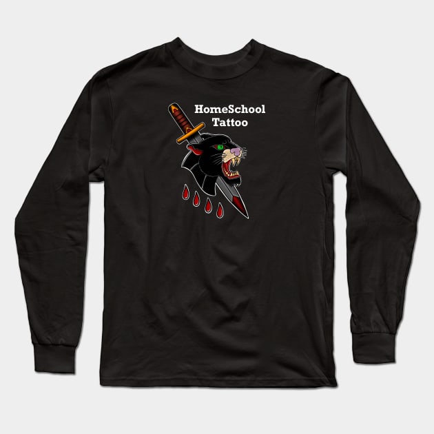 HomeSchoolTattoo Panther Head & Dagger Long Sleeve T-Shirt by HomeSchoolTattoo